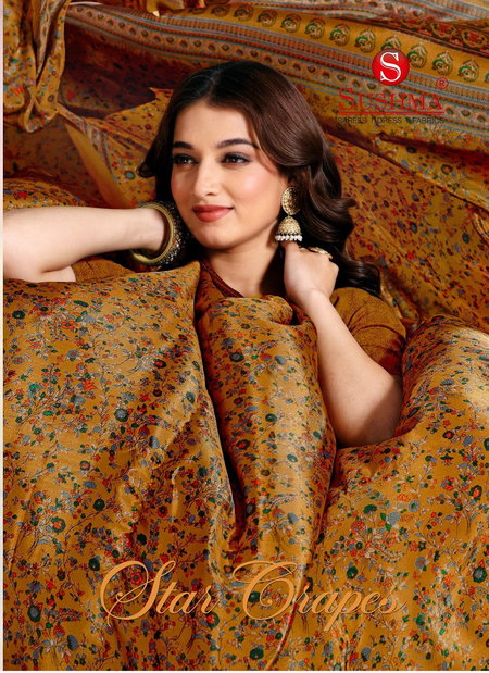 Star Crape By Sushma Crape Printed Sarees Best Wholesale Shop In Surat